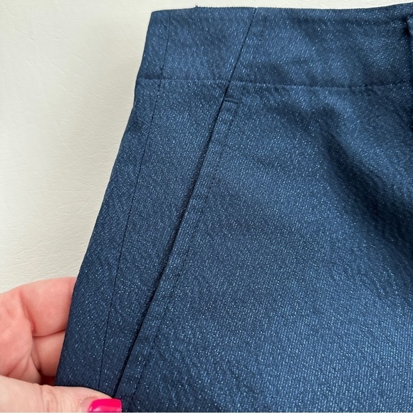 Polo Ralph Lauren Metallic Thread Wide Leg Cuffed Trouser Pants Navy 12 - Picture 4 of 10